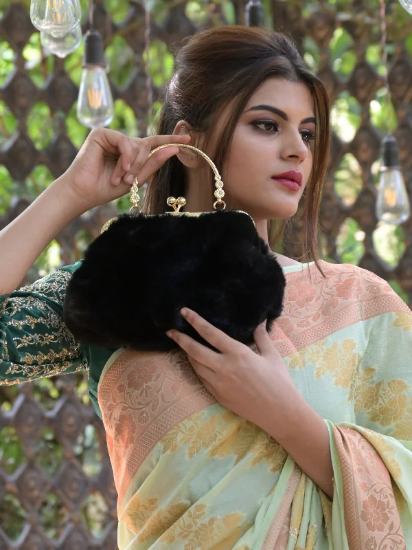 Odette Black Fur Clutch For Women Statement Bags At Unbelievable Discounts – Shop Today