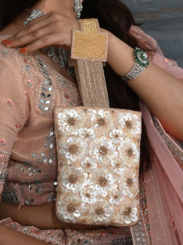 Odette Cream Beads Embroidered Clutch for Women Must-Have Bags, Big Discounts