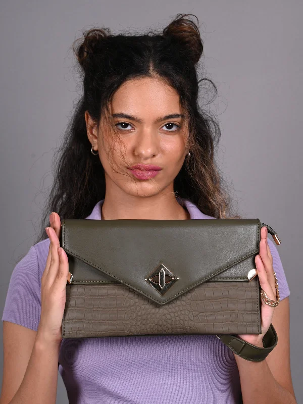 Odette Dark Brown Patterned Clutch Bag For Women Chic Bags, Shop Now & Save
