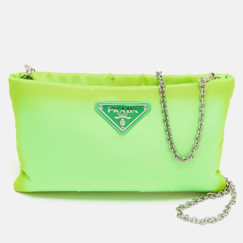 Prada Green Tessuto Nylon Logo Chain Clutch Don't Miss Out – Shop Fashionable Bags At Special Rates Prada Green Tessuto Nylon Logo Chain Clutch Don't Miss Out – Shop Fashionable Bags At Special Rates