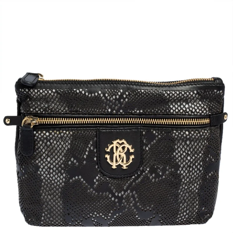 Roberto Cavalli  Perforated Leather Pouch Must-Have Bags At Irresistible Discounts