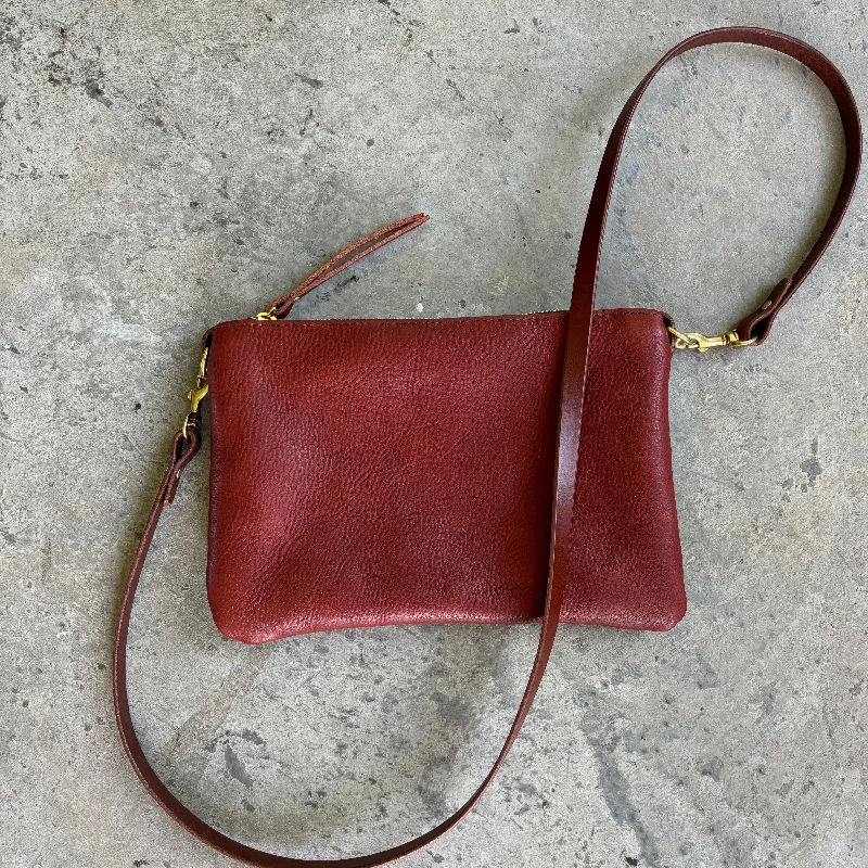 Small Leather Crossbody Clutch Bag - Red Pebble Trendy Handbags, Limited-Time Sale