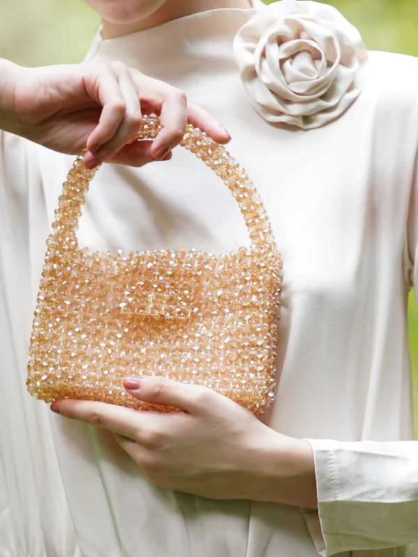 Odette Women Sparkling Golden Woven Beaded Clutch Bag Chic And Affordable Bags – Grab Yours Today