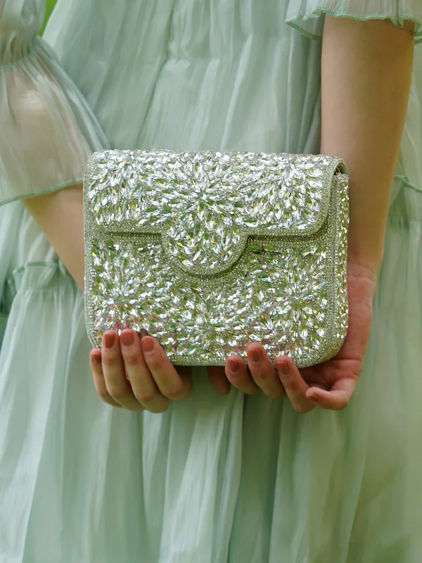Odette Women Sparkly Silver Embellished Clutch Bag Sleek And Stylish Handbags At Lower Prices Odette Women Sparkly Silver Embellished Clutch Bag Sleek And Stylish Handbags At Lower Prices
