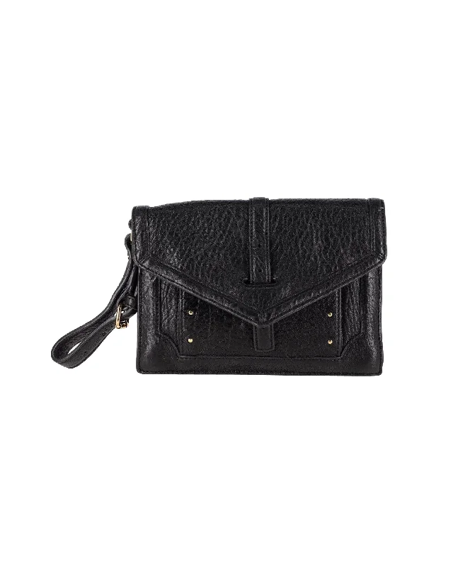 Tory Burch Pebbled Clutch in Black Leather Designer Bags At Exclusive Clearance Prices Tory Burch Pebbled Clutch in Black Leather Designer Bags At Exclusive Clearance Prices