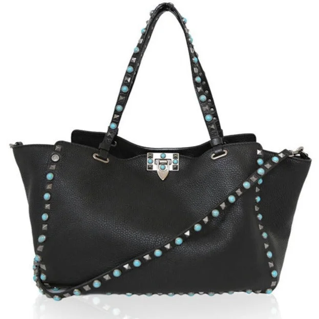 Valentino Rockstud Leather Black Tote Bag Designer Bags At Exclusive Clearance Prices Valentino Rockstud Leather Black Tote Bag Designer Bags At Exclusive Clearance Prices