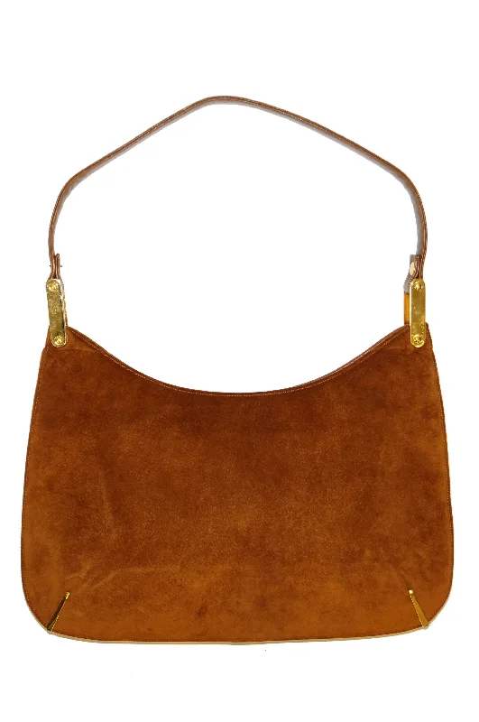 1970s Susan Gail Amber Suede Shoulder Bag with Original Tags