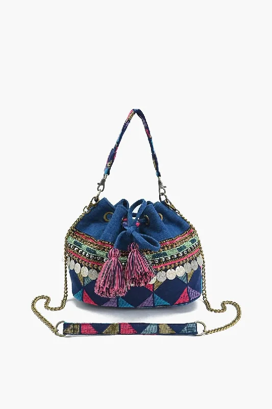 Gypsy Bloom Embellished Bucket Bag Elegant Bags, Limited Stock Available