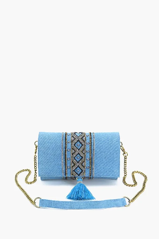Boho Chic Beaded Denim Clutch Must-Have Bags, Big Discounts