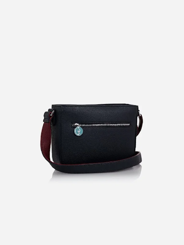 Vegan Leather Crossbody Handbag | Navy & Burgundy Luxury Bags, Budget Prices