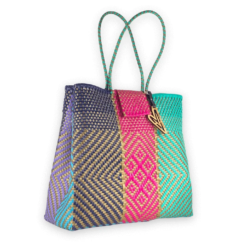 Maria Victoria | Mardi Gras | Upcycled, Handwoven, Multicolor Shoulder Tote Elegant Bags, Limited Stock Maria Victoria | Mardi Gras | Upcycled, Handwoven, Multicolor Shoulder Tote Elegant Bags, Limited Stock