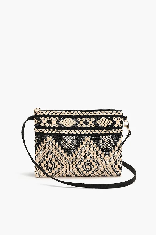 Mexican Striped Spring Top Zip Clutch-Black and Beige Trendy Purses With Limited-Time Offers Mexican Striped Spring Top Zip Clutch-Black and Beige Trendy Purses With Limited-Time Offers