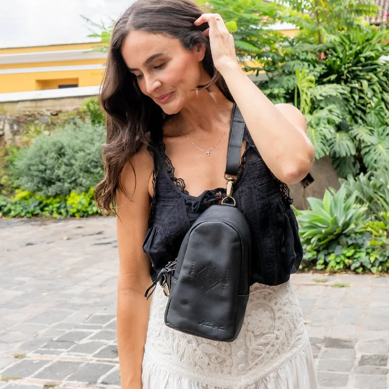 SMALL 2.0 CROSSBODY SLING - FULL LEATHER - BLACK Best Handbag Sale Of The Season