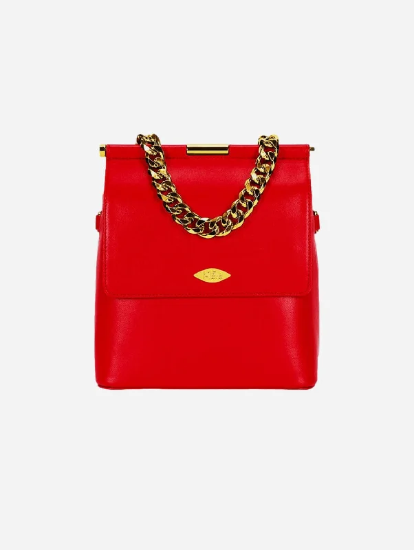 Mona Apple Leather Crossbody Bag |  Lipstick Red