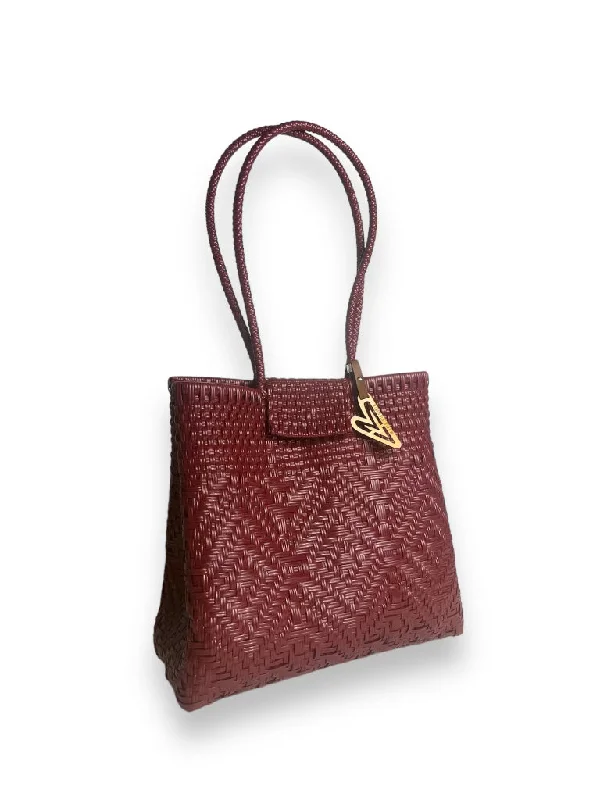 Maria Victoria | Monochrome Maroon | Upcycled, Handwoven, Shoulder Tote Affordable Luxury – Exclusive Savings On Premium Bags Maria Victoria | Monochrome Maroon | Upcycled, Handwoven, Shoulder Tote Affordable Luxury – Exclusive Savings On Premium Bags