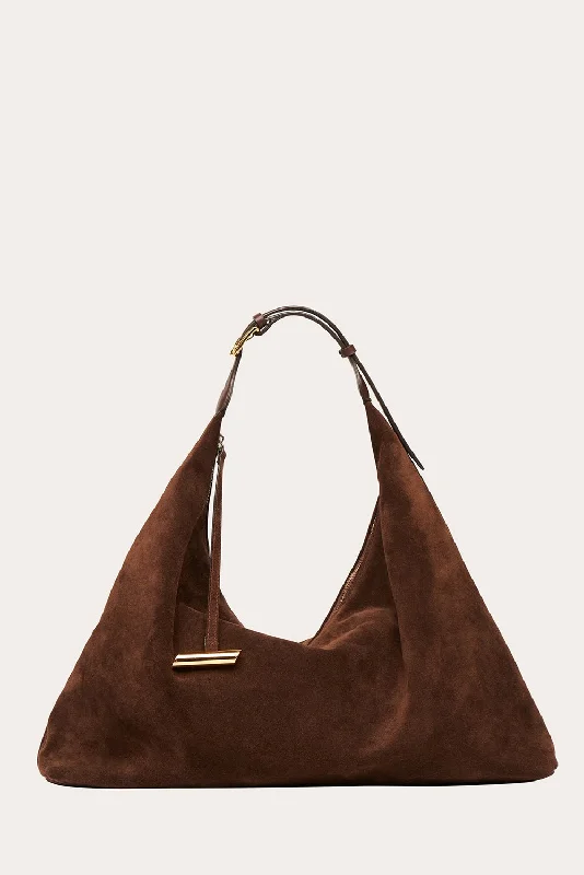 Pillow Hobo Suede Dark Brown Designer Bags, Low Prices