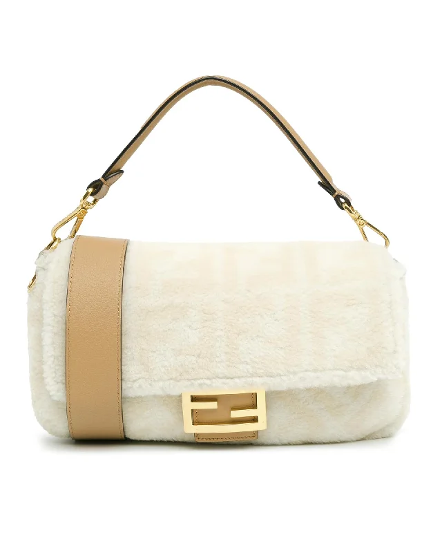 Shearling Fur Baguette Satchel with Leather Handle and Detachable Strap Handbag Deals For Every Occasion Shearling Fur Baguette Satchel with Leather Handle and Detachable Strap Handbag Deals For Every Occasion