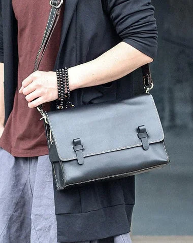 Cool Black Leather Mens 10" Postman Bag Small Messenger Bag Black Courier Bags For Men Limited-Stock Handbag Sale For A Stylish Look Cool Black Leather Mens 10" Postman Bag Small Messenger Bag Black Courier Bags For Men Limited-Stock Handbag Sale For A Stylish Look