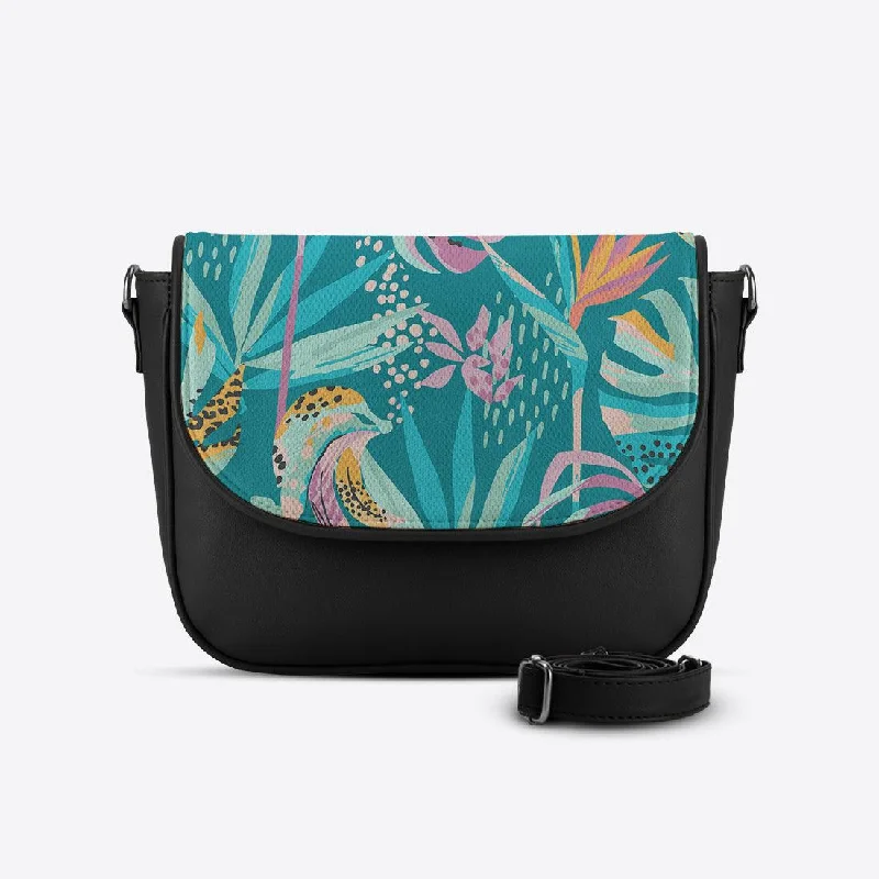 Black Messenger Crossbody Blue Leafs Fashionable Bags With Special Seasonal Offers