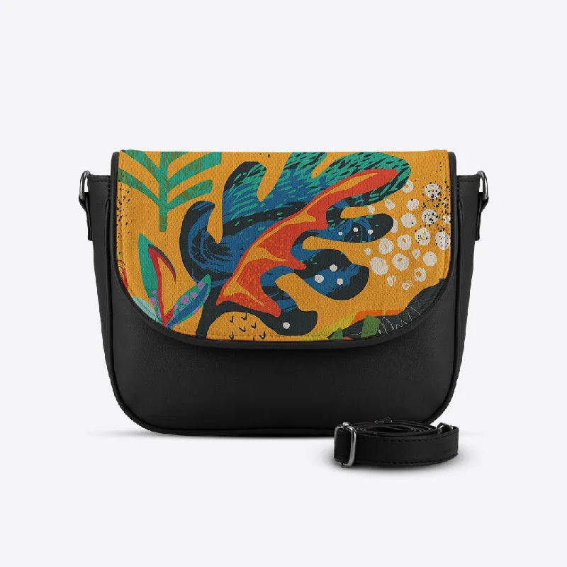 Black Messenger Crossbody Yellow Leafs Luxury Handbags At Budget-Friendly Rates