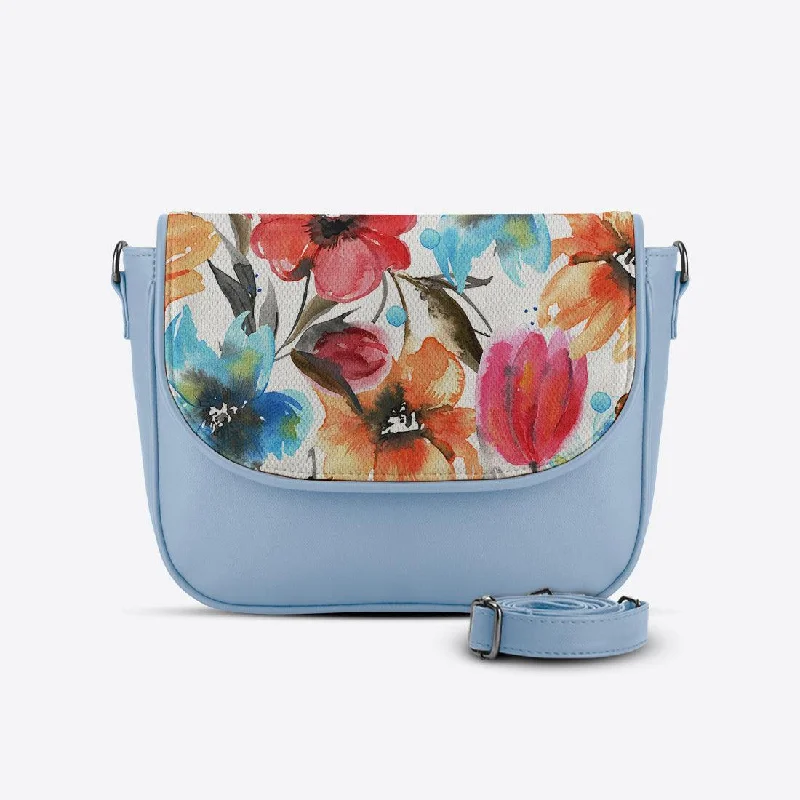 Blue Messenger Crossbody White Floral