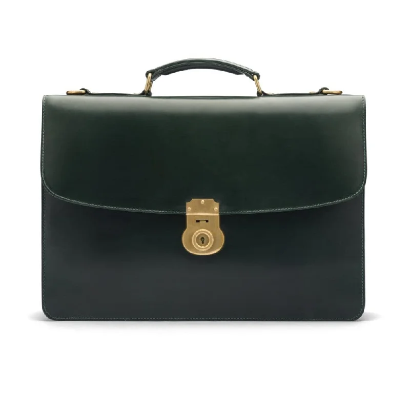 Bridle Hide Harvard Briefcase - Green Sleek Bags, Perfect Prices