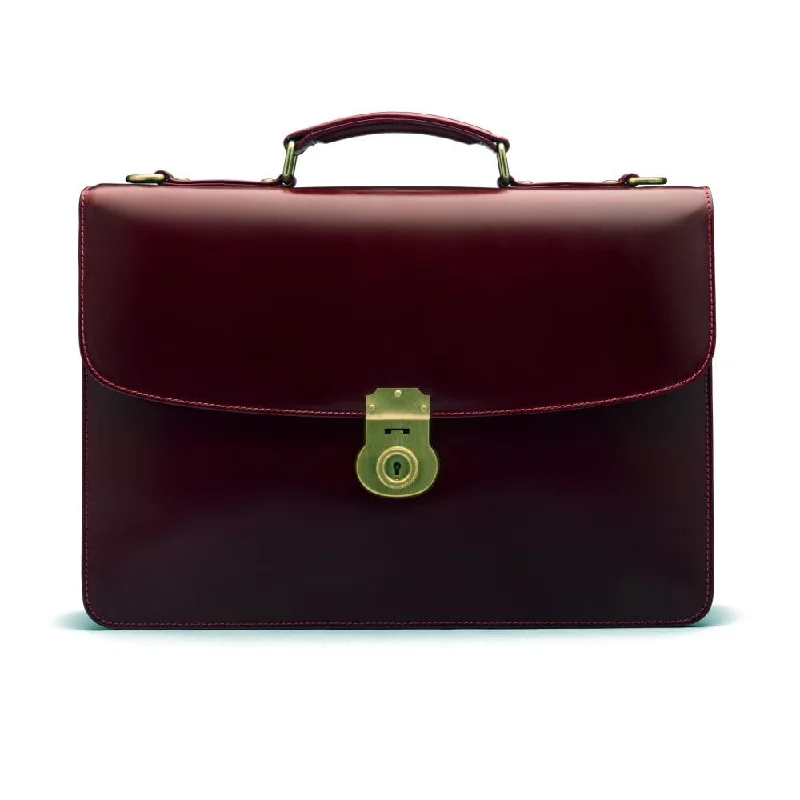 Bridle Hide Harvard Briefcase - Burgundy Everyday Elegance At Special Prices