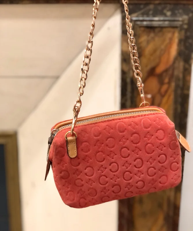 CELINE C Macadam Suede Leather Chain Mini Handbag Red Old CELINE Vintage 28tdkd Upgrade Your Look With Fashionable Bags CELINE C Macadam Suede Leather Chain Mini Handbag Red Old CELINE Vintage 28tdkd Upgrade Your Look With Fashionable Bags