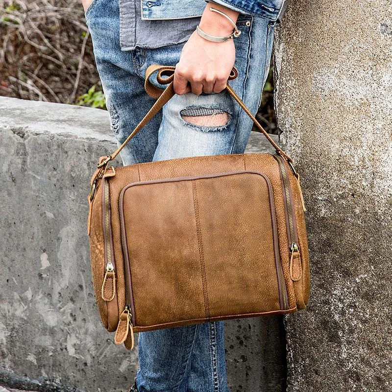Cool Leather Brown Mens Messenger Bags Vintage Shoulder Bag  for Men Classic Bags, Exclusive Deals