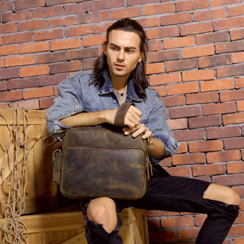 Cool Leather Vintage Mens Messenger Bags Small Shoulder Bags for Men Statement Handbags At Unbeatable Discounts