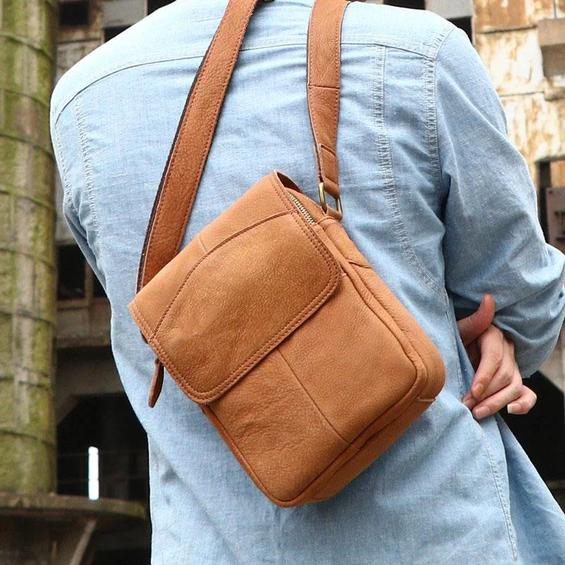 Cool Vintage Leather Small Mens Messenger Bags Shoulder Bags for Men Designer Bags At Lower Prices