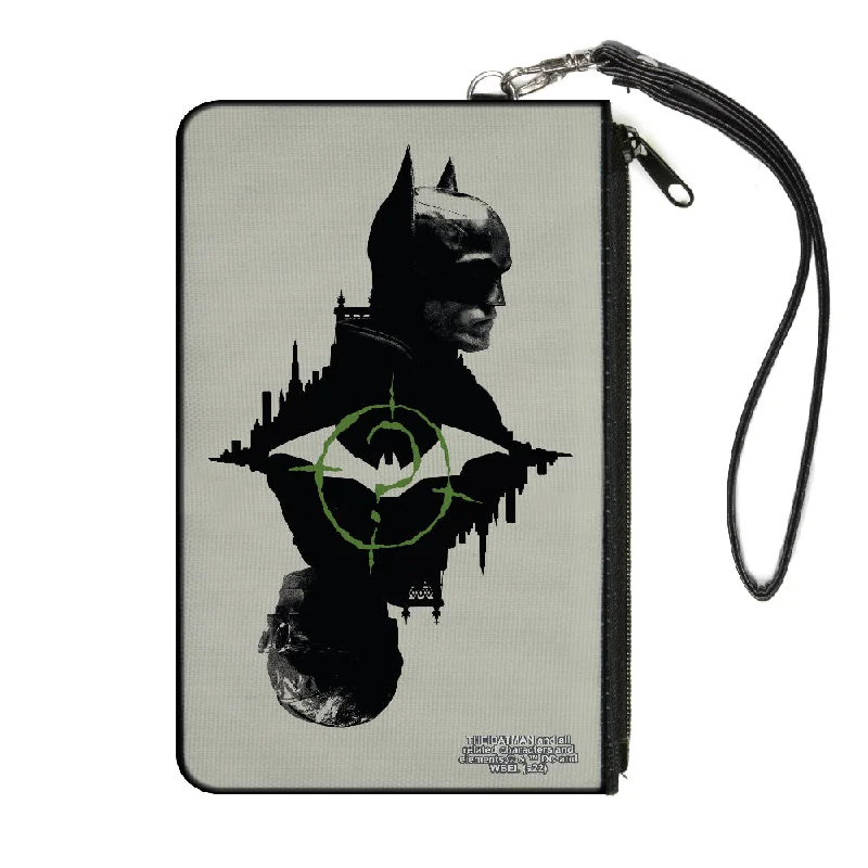 Canvas Zipper Wallet - LARGE - The Batman Movie Batman and Riddler Poses and Logos Cityscape Grays Black Green Chic Bags, Shop Now Canvas Zipper Wallet - LARGE - The Batman Movie Batman and Riddler Poses and Logos Cityscape Grays Black Green Chic Bags, Shop Now