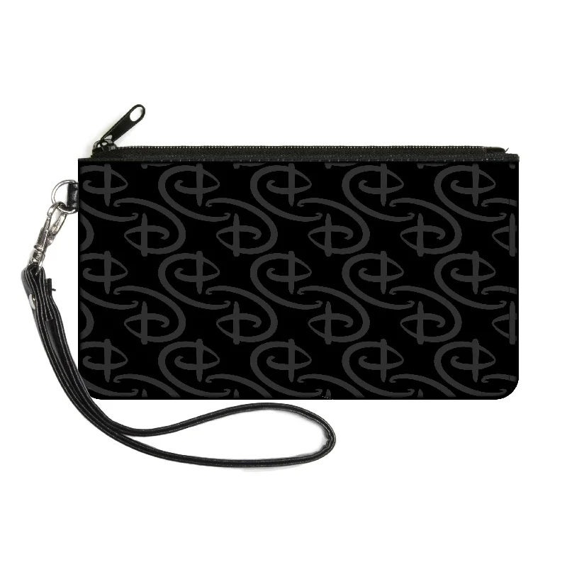 Canvas Zipper Wallet - LARGE - Disney Signature D Logo Monogram Black Gray Sleek And Stylish Handbags At Lower Prices Canvas Zipper Wallet - LARGE - Disney Signature D Logo Monogram Black Gray Sleek And Stylish Handbags At Lower Prices