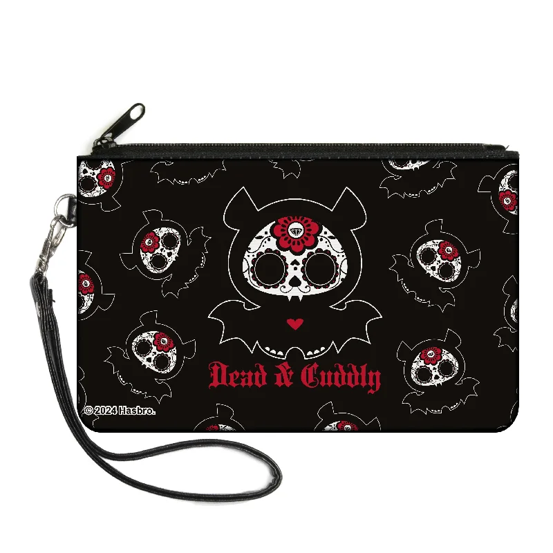 Canvas Zipper Wallet - LARGE - Skelanimals Diego the Bat DEAD N CUDDLY Pose Black/White/Red