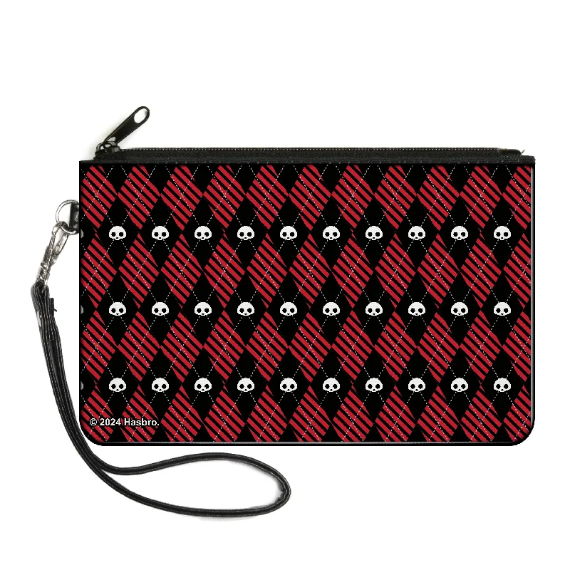 Canvas Zipper Wallet - LARGE - Skelanimals Face Logo and Heart Black/White/Red