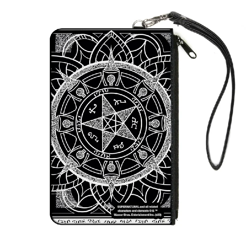 Canvas Zipper Wallet - LARGE - Supernatural Devil's Trap Symbol CLOSE-UP Black White High-End Handbags At Affordable Prices Canvas Zipper Wallet - LARGE - Supernatural Devil's Trap Symbol CLOSE-UP Black White High-End Handbags At Affordable Prices