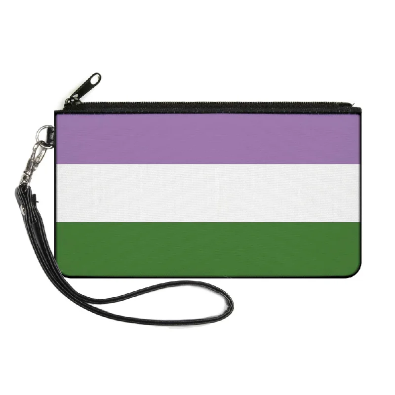 Canvas Zipper Wallet - LARGE - Flag Genderqueer Lavender White Green Trendy Handbags At Limited-Time Discounts Canvas Zipper Wallet - LARGE - Flag Genderqueer Lavender White Green Trendy Handbags At Limited-Time Discounts