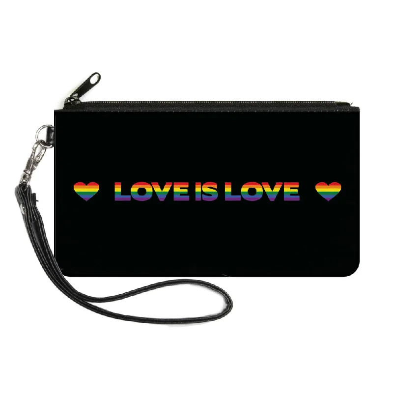 Canvas Zipper Wallet - LARGE - LOVE IS LOVE Heart Black Rainbow Premium Quality Bags, Budget Prices Canvas Zipper Wallet - LARGE - LOVE IS LOVE Heart Black Rainbow Premium Quality Bags, Budget Prices