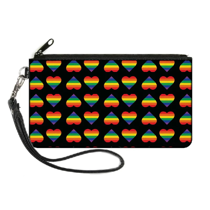 Canvas Zipper Wallet - LARGE - Rainbow Hearts Flip Black Multi Color Your Perfect Bag At The Perfect Price Canvas Zipper Wallet - LARGE - Rainbow Hearts Flip Black Multi Color Your Perfect Bag At The Perfect Price