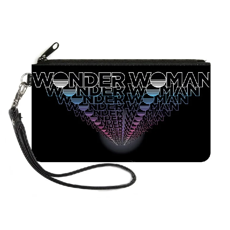Canvas Zipper Wallet - LARGE - WONDER WOMAN 1984 Text Infinity Repeat Black White Blues Pinks Unmissable Deals On Everyday Handbags Canvas Zipper Wallet - LARGE - WONDER WOMAN 1984 Text Infinity Repeat Black White Blues Pinks Unmissable Deals On Everyday Handbags