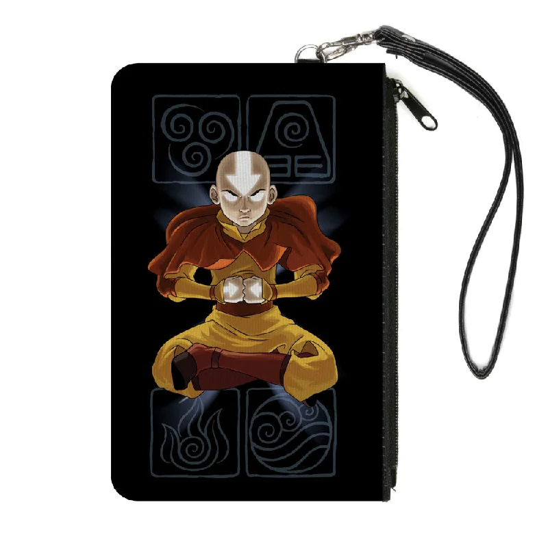 Canvas Zipper Wallet - SMALL - Avatar the Last Airbender Aang Meditating Pose Bending Elements Icons Black Grays Designer Bags At Lower Prices Canvas Zipper Wallet - SMALL - Avatar the Last Airbender Aang Meditating Pose Bending Elements Icons Black Grays Designer Bags At Lower Prices