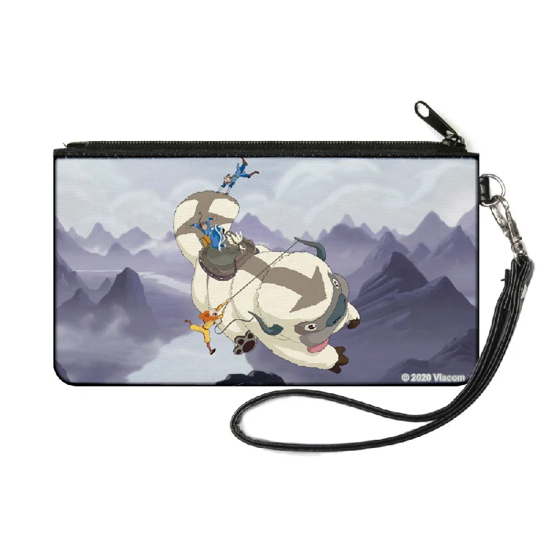 Canvas Zipper Wallet - SMALL - Avatar the Last Airbender Appa Carrying 4-Character Group Scene Over Mountains Grays Classic Totes At Unbeatable Deals Canvas Zipper Wallet - SMALL - Avatar the Last Airbender Appa Carrying 4-Character Group Scene Over Mountains Grays Classic Totes At Unbeatable Deals