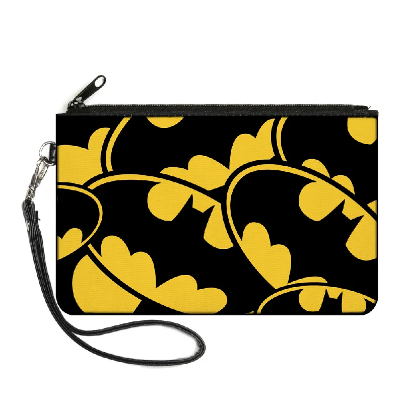 Canvas Zipper Wallet - SMALL - Bat Signals CLOSE-UP Stacked Yellow Black Best Deals On Premium And Casual Bags – Act Fast Canvas Zipper Wallet - SMALL - Bat Signals CLOSE-UP Stacked Yellow Black Best Deals On Premium And Casual Bags – Act Fast