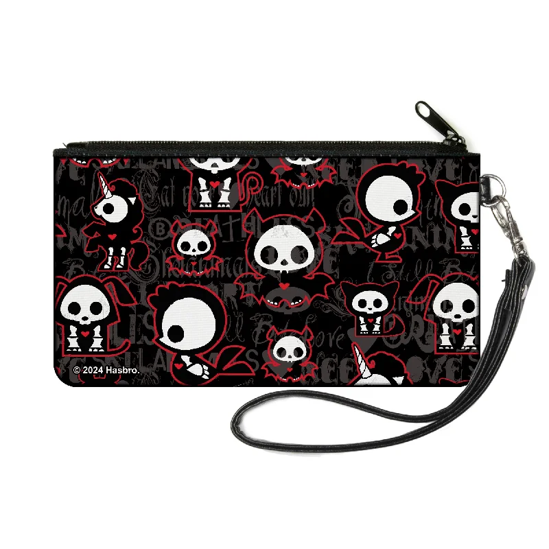 Canvas Zipper Wallet - SMALL - Skelanimals Character Collage Black/Gray/Red/White