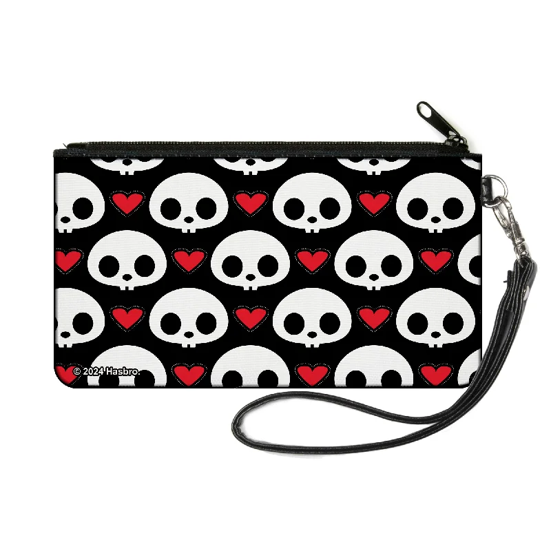 Canvas Zipper Wallet - SMALL - Skelanimals Face Logo and Heart Black/White/Red