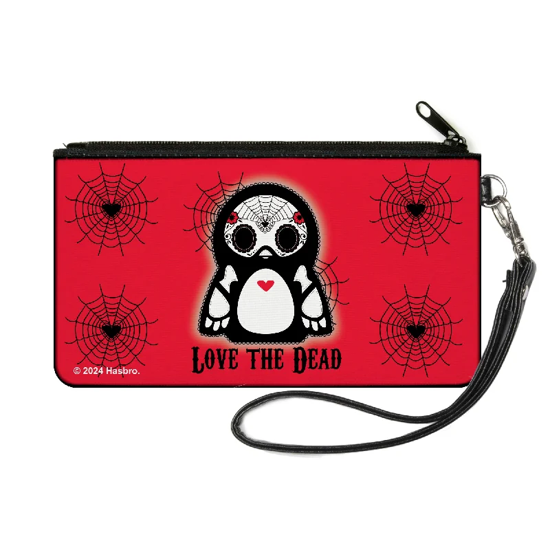 Canvas Zipper Wallet - SMALL - Skelanimals Pen the Penguin LOVE THE DEAD Pose Red/Black/White