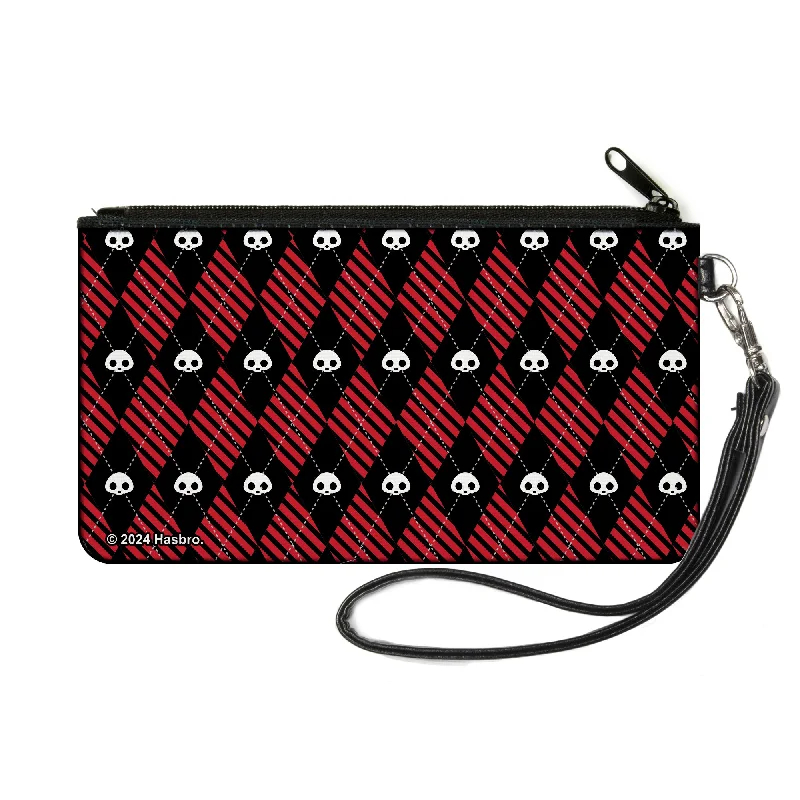 Canvas Zipper Wallet - SMALL - Skelanimals Face Logo Diamond Plaid Black/Red/White