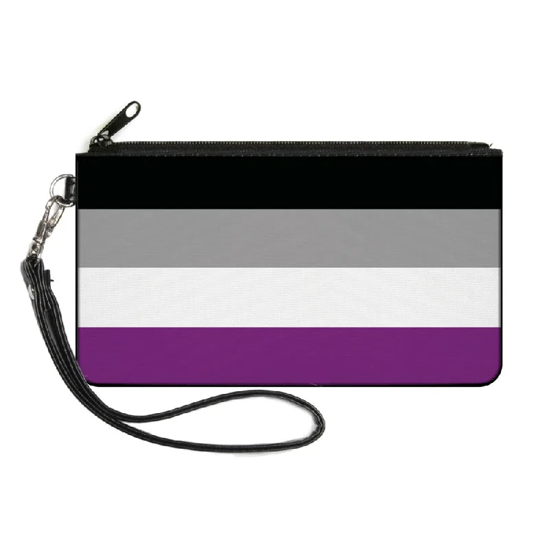 Canvas Zipper Wallet - SMALL - Flag Asexual Black Gray White Purple Sleek Bags, Perfect Prices Canvas Zipper Wallet - SMALL - Flag Asexual Black Gray White Purple Sleek Bags, Perfect Prices
