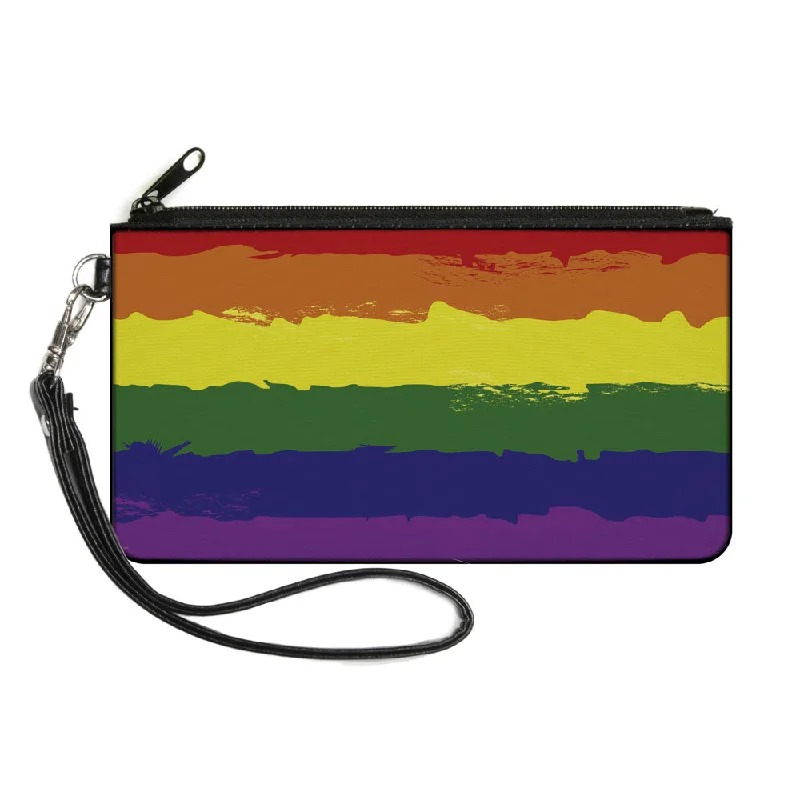 Canvas Zipper Wallet - SMALL - Rainbow Stripe Painted Chic Crossbody Bags, Limited Offers Canvas Zipper Wallet - SMALL - Rainbow Stripe Painted Chic Crossbody Bags, Limited Offers