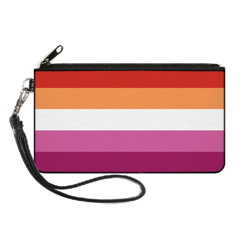 Canvas Zipper Wallet - SMALL - Flag Lesbian Five Stripe Oranges White Pinks Stylish Handbags At Unbeatable Discounts Canvas Zipper Wallet - SMALL - Flag Lesbian Five Stripe Oranges White Pinks Stylish Handbags At Unbeatable Discounts